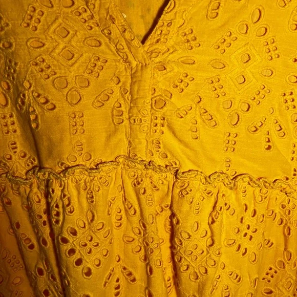 Sundance Selma Yellow Embroidered Eyelet Peasant Dress Midi - Picture 6 of 8